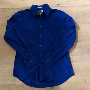Express Men's Deep Blue Casual Button-Down Shirt
